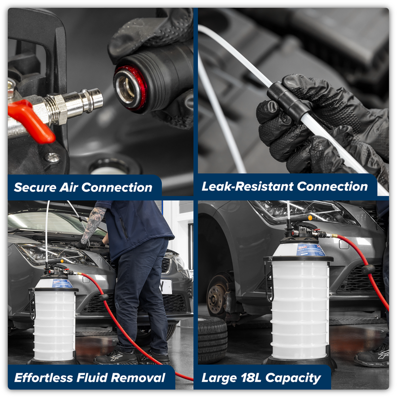 Sealey Manual Air Vacuum Oil & Fluid Extractor Pump 18L