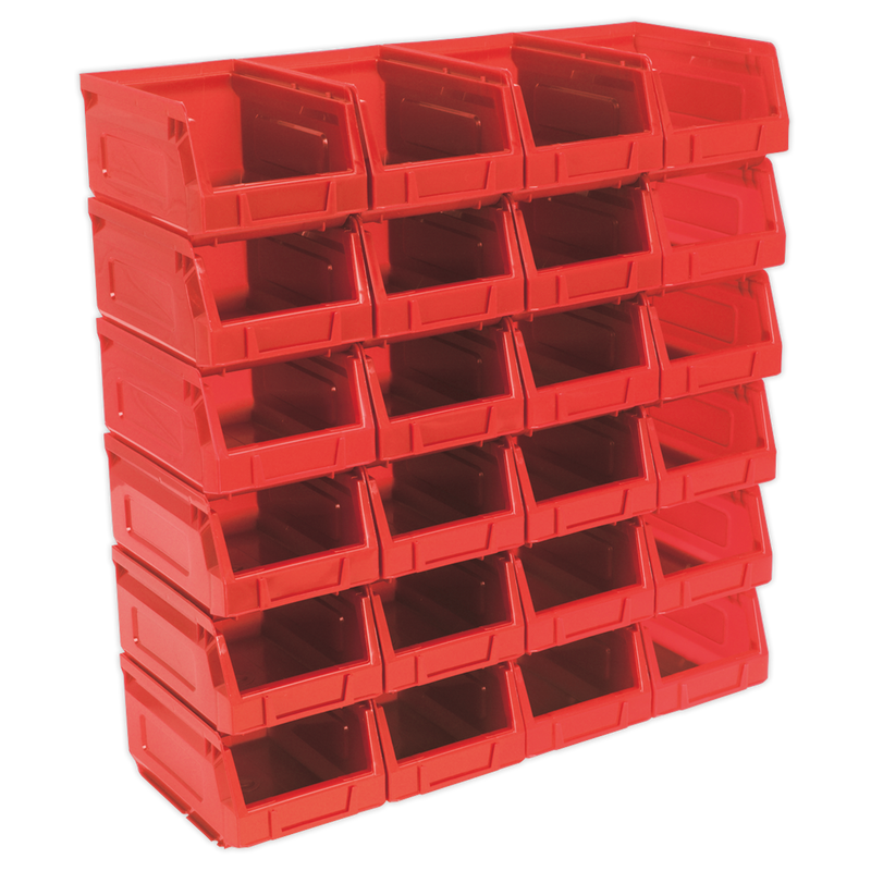 Sealey Plastic Storage Bin 105x165x85mm Red - Pack of 24