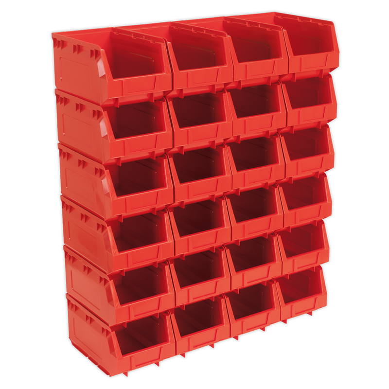 Sealey Plastic Storage Bin 150x240x130mm Red - Pack of 24