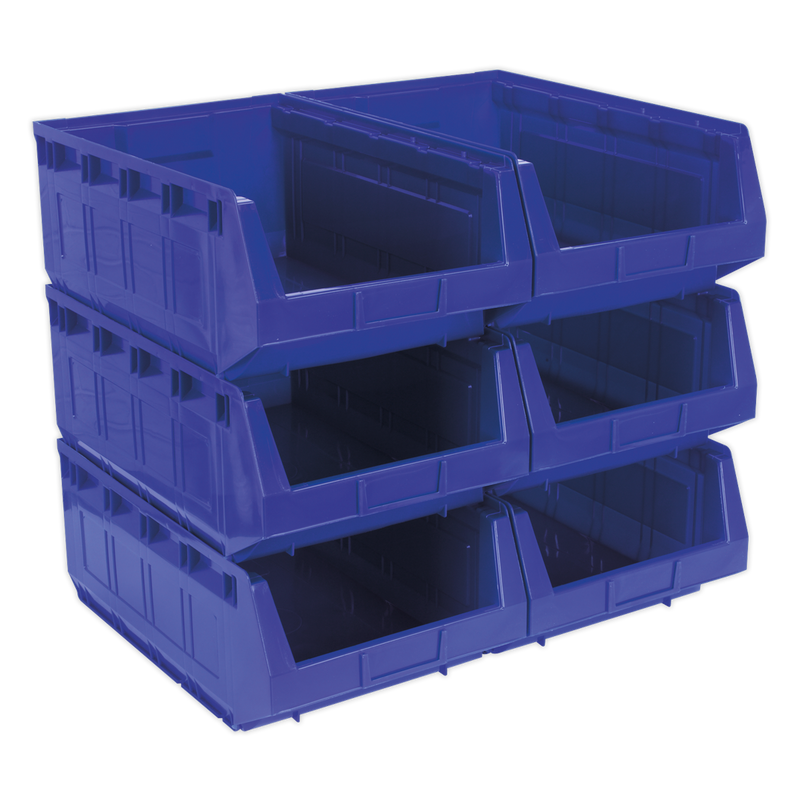 Sealey Plastic Storage Bin 310x500x190mm Blue - Pack of 6