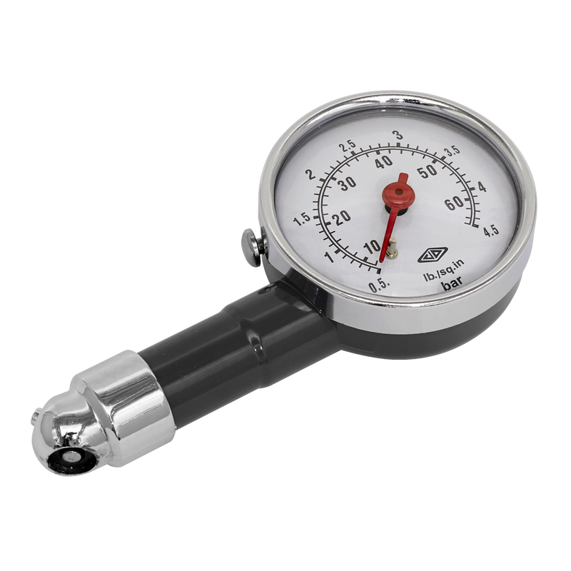 Sealey Tyre Pressure Gauge Dial Type 0-4.5bar (0-60psi)