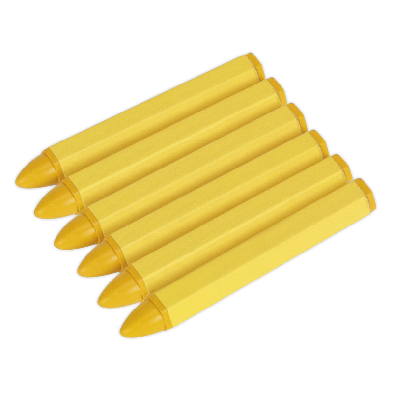 Sealey Tyre Marking Crayon TST14 Yellow - Pack of 6