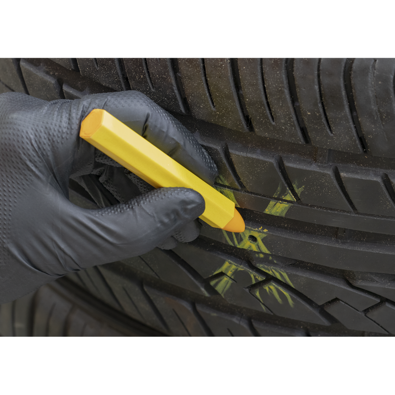 Sealey Tyre Marking Crayon TST14 Yellow - Pack of 6