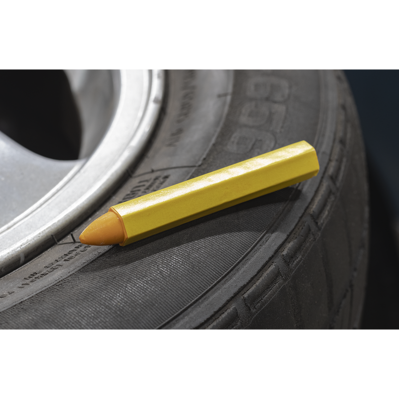Sealey Tyre Marking Crayon TST14 Yellow - Pack of 6