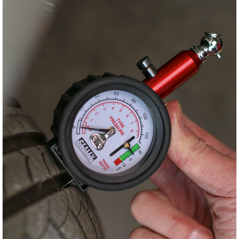 Sealey Tyre Pressure Gauge TSTPDG01 0-8bar (0-120psi)