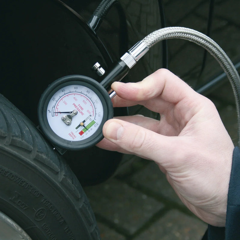 Sealey Tyre Pressure & Tread Depth Gauge 0-8bar (0-120psi)