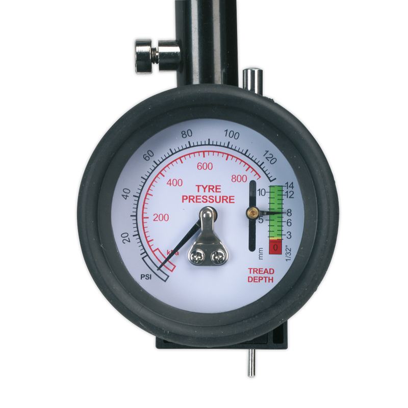 Sealey Tyre Pressure & Tread Depth Gauge 0-8bar (0-120psi)
