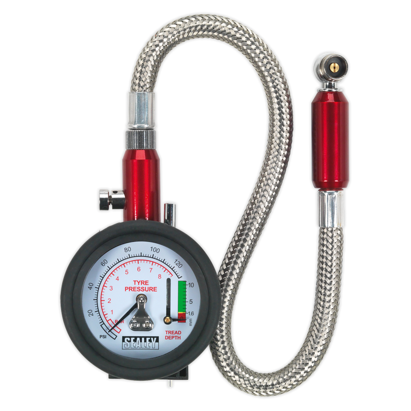 Sealey Tyre Pressure & Tread Depth Gauge 0-8bar (0-120psi)