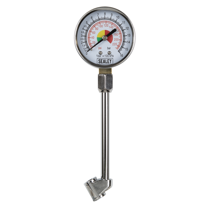 Sealey Twin Connector Tyre Pressure Gauge 15bar (220psi)