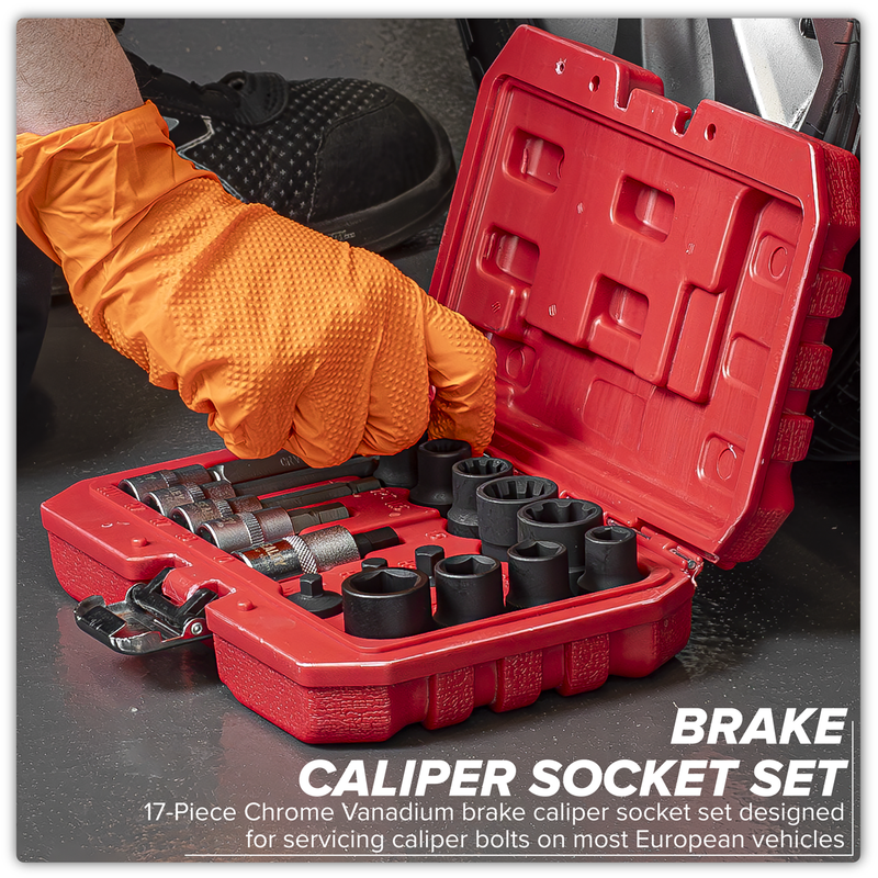 Sealey Brake Caliper Socket Set 17 Piece - Chrome Vanadium Steel