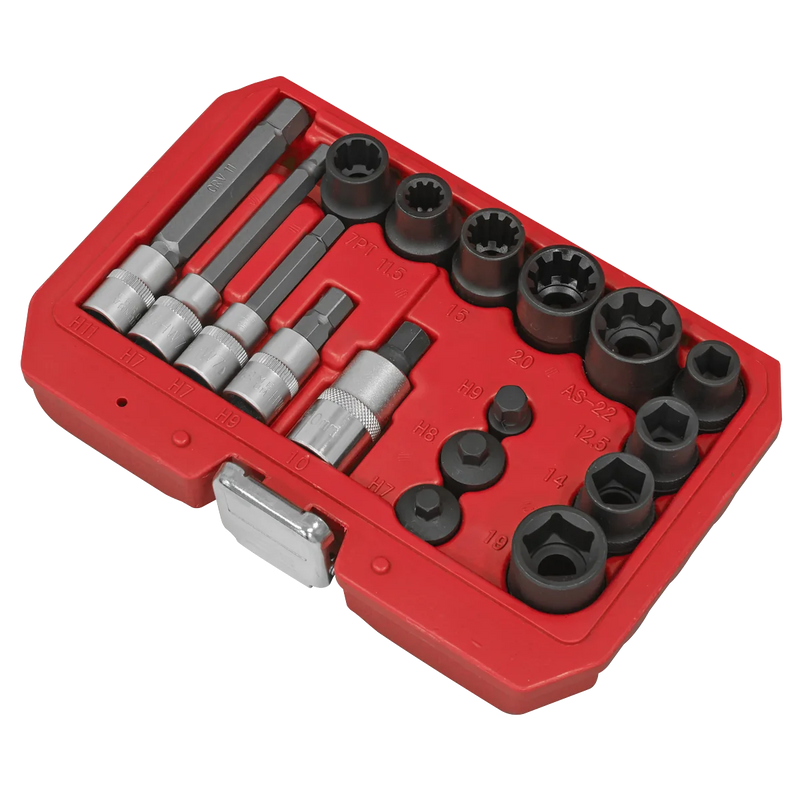 Sealey Brake Caliper Socket Set 17 Piece - Chrome Vanadium Steel