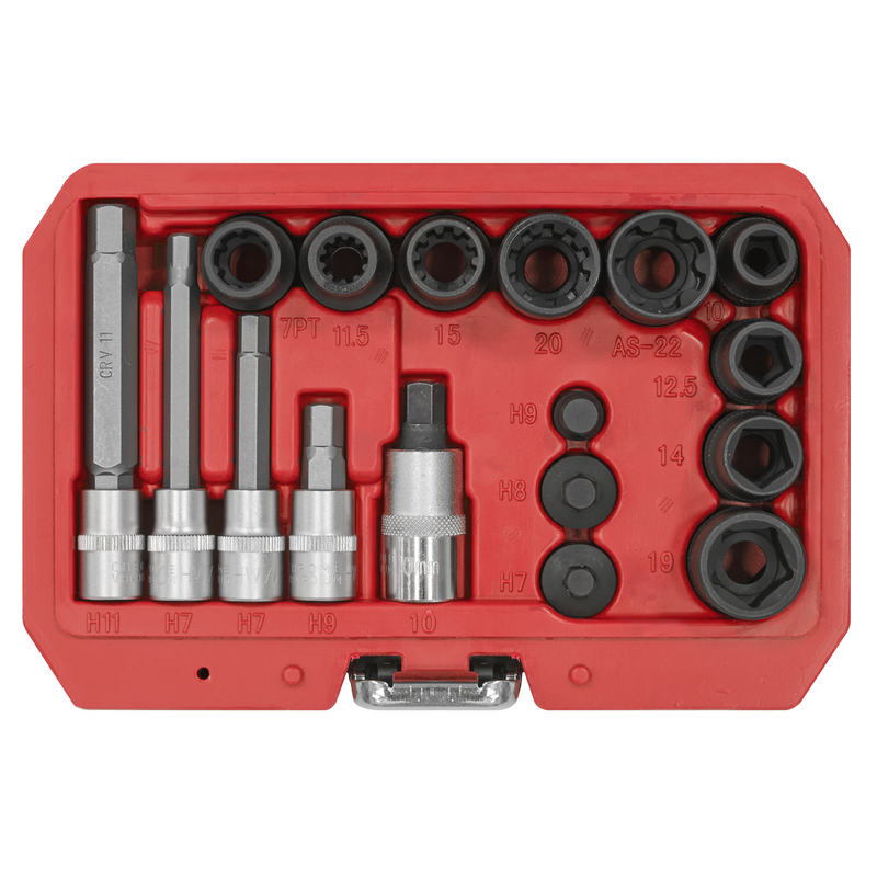 Sealey Brake Caliper Socket Set 17 Piece - Chrome Vanadium Steel