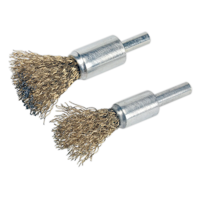 Sealey Decarbonising Crimped Wire Brush Set 2 Piece Ø15mm/Ø12mm