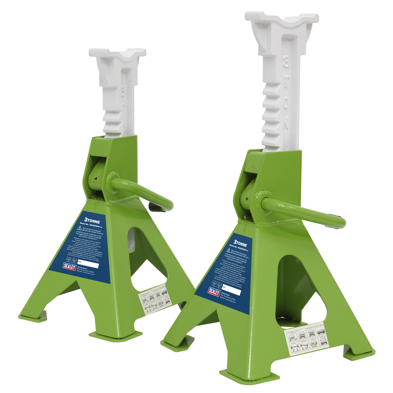 Sealey Ratchet Type Axle Stands 2 Tonne Capacity - Hi-Vis Green
