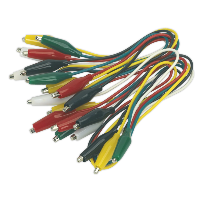 Sealey Jumper Test Lead Set 450mm - 5 Pairs of Coloured Cables