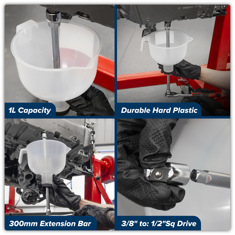Sealey Oil Capture Extension Funnel Set 1L VS409