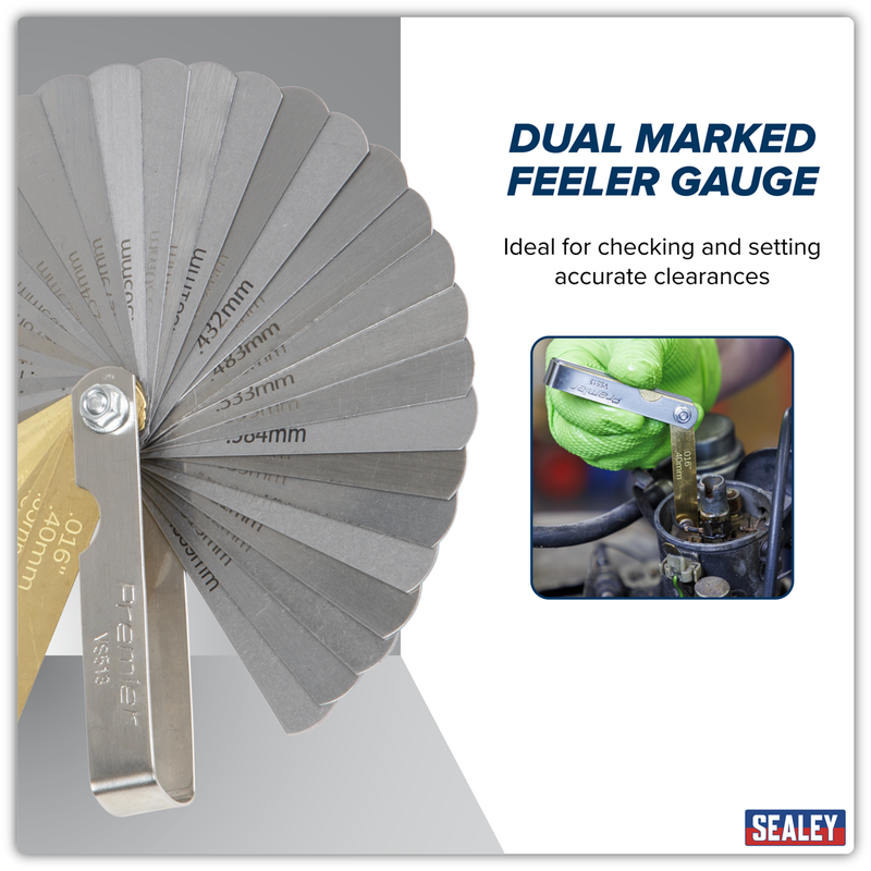 Sealey Premier Feeler Gauge Model VS513 36 Blade Dual Marked