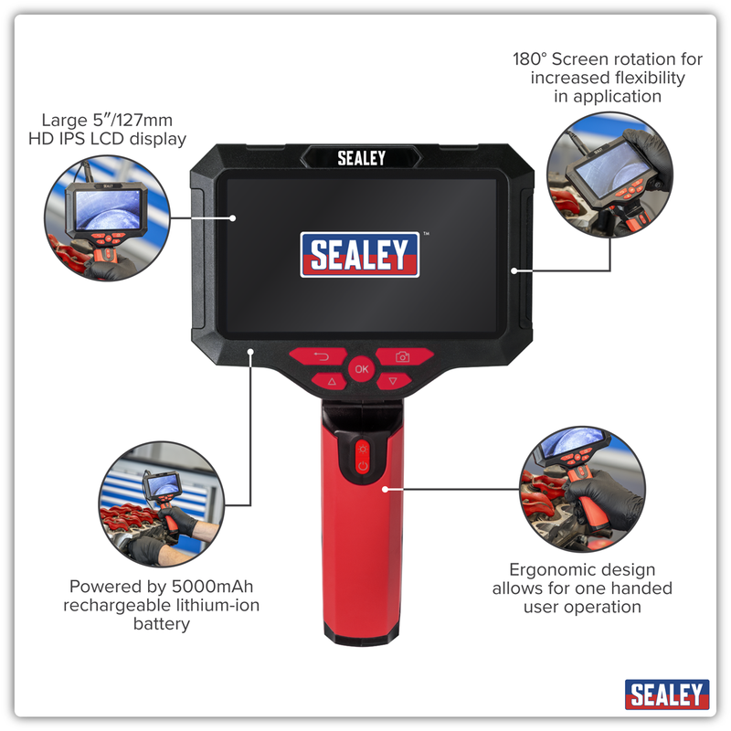 Sealey Video Borescope VS8117 3.9mm Camera & 5" Screen