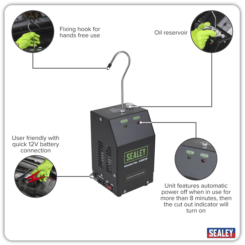Sealey Leak Detector Smoke Diagnostic Tool VS872 1650mm Hose