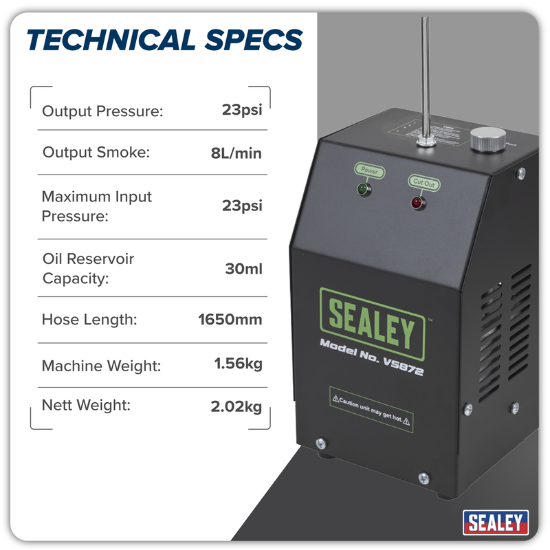 Sealey Leak Detector Smoke Diagnostic Tool VS872 1650mm Hose