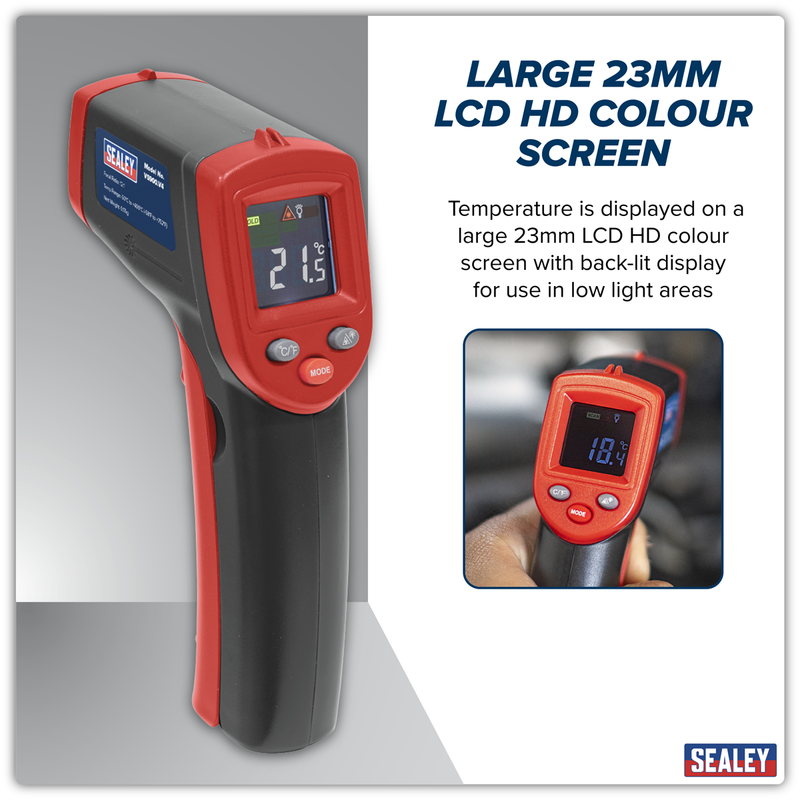 Sealey Infrared Laser Digital Thermometer 12:1 -50°C to +400°C