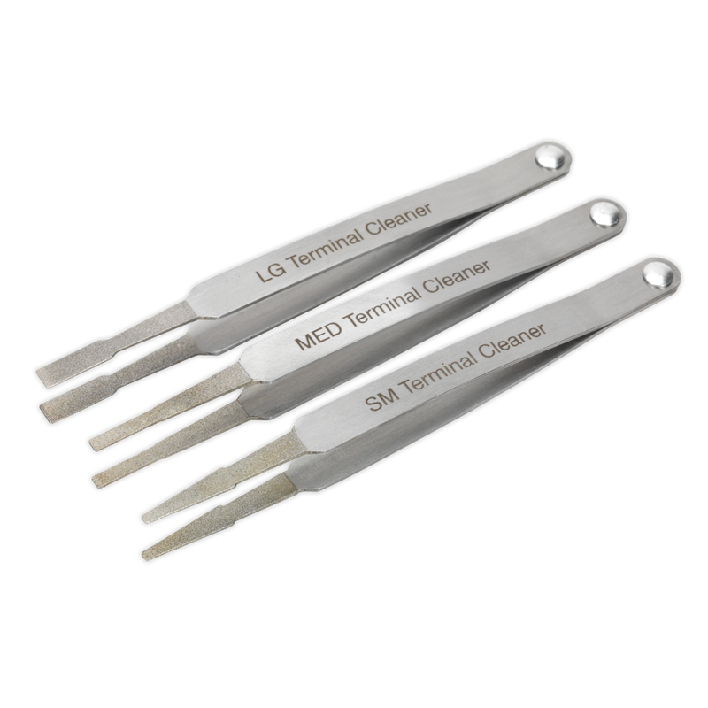 Sealey Diamond Grip Terminal Cleaner Set 3 Piece - 113mm Blade
