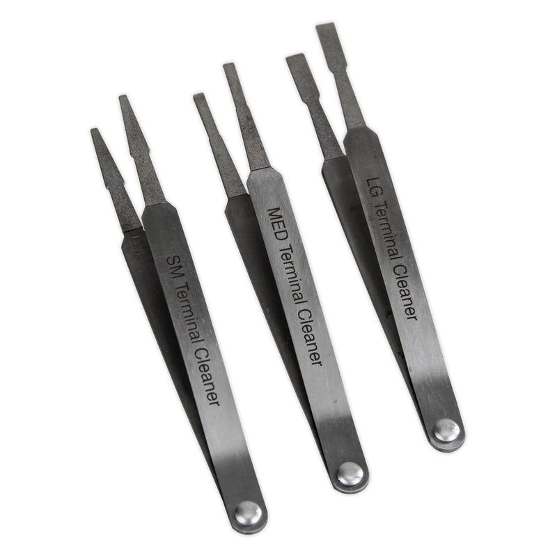 Sealey Diamond Grip Terminal Cleaner Set 3 Piece - 113mm Blade