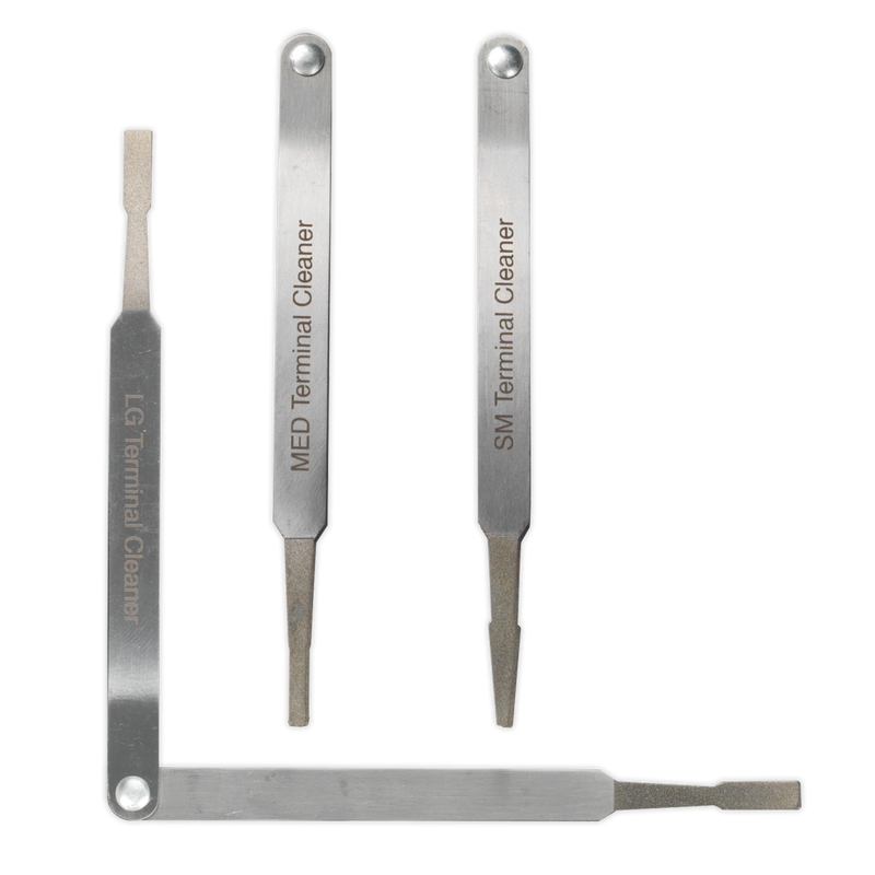 Sealey Diamond Grip Terminal Cleaner Set 3 Piece - 113mm Blade
