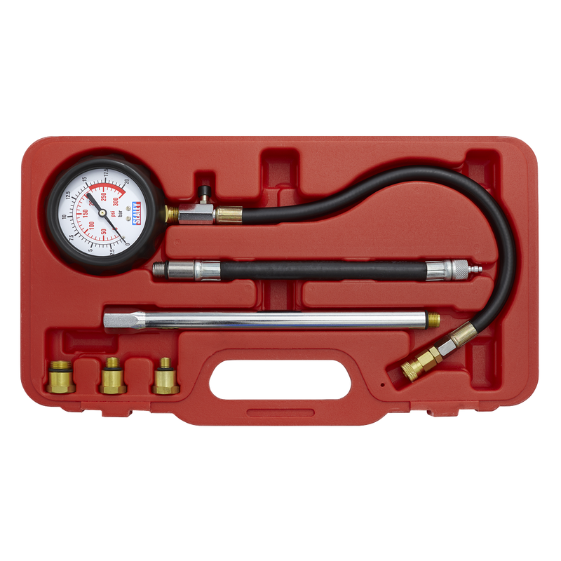 Sealey Petrol Compression Tester Deluxe Kit VSE300D 300psi