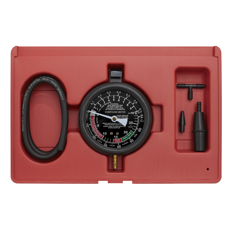 Sealey Vacuum & Fuel Pump Pressure Test Gauge Set VSE952 80mm