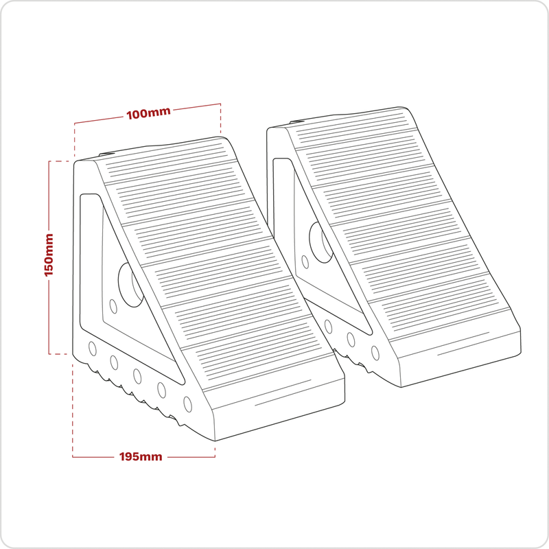 Sealey Rubber Wheel Chocks - Model WC01, 100x195x150mm