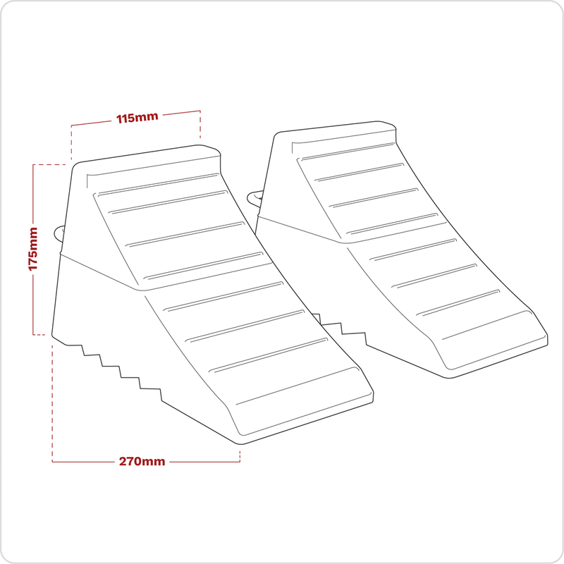 Sealey Rubber Wheel Chocks WC02 - 115x270x175mm Pair