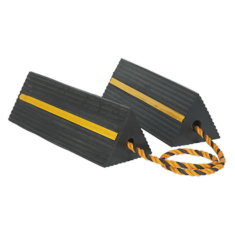 Sealey Heavy-Duty Rubber Wheel Chocks WC11 455x155x140mm