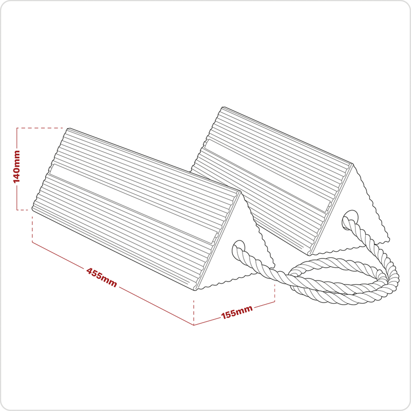Sealey Heavy-Duty Rubber Wheel Chocks WC11 455x155x140mm
