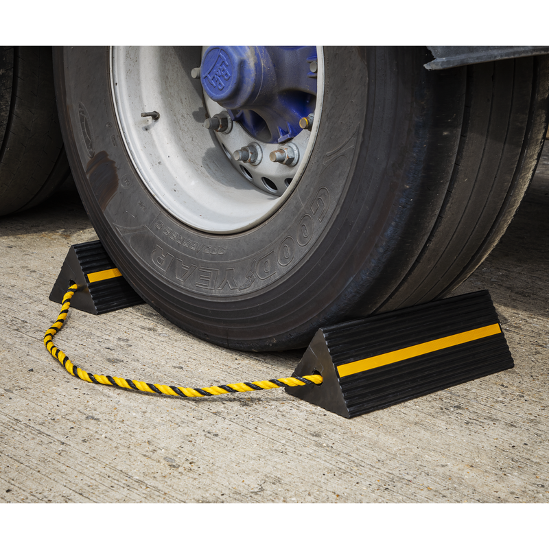 Sealey Heavy-Duty Rubber Wheel Chocks WC11 455x155x140mm