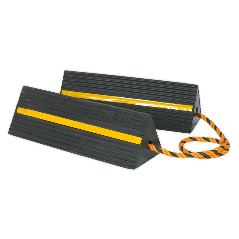 Sealey Heavy-Duty Rubber Wheel Chocks WC11 455x155x140mm