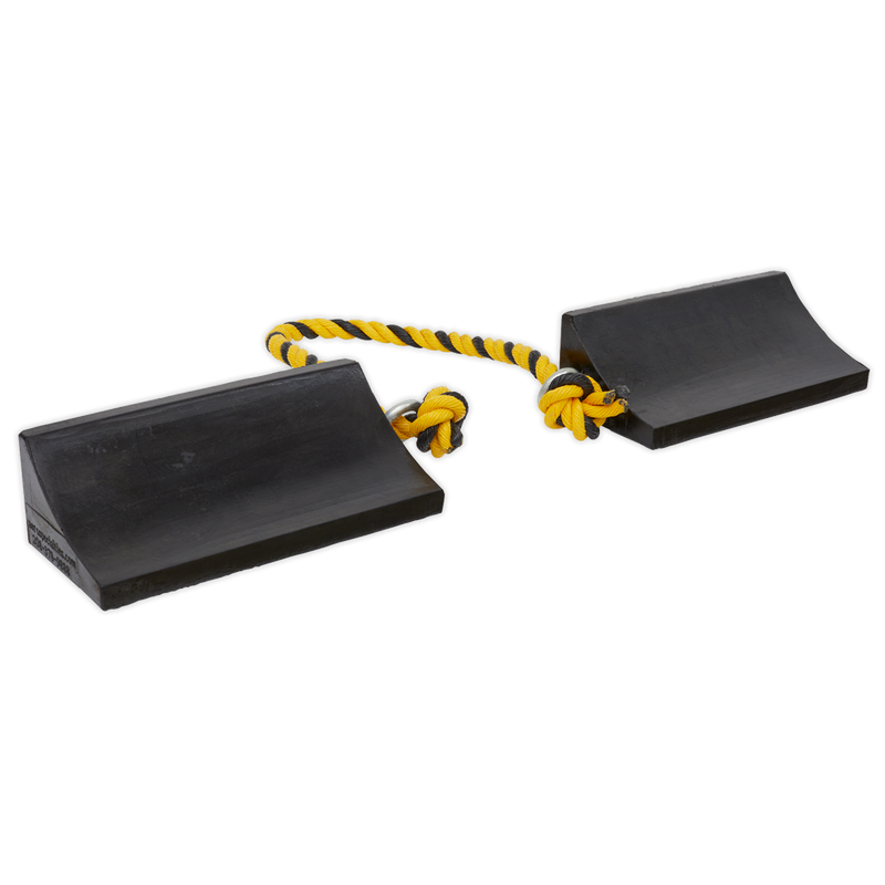 Sealey Heavy-Duty Rubber Wheel Chocks WC16 - 200x94x65mm