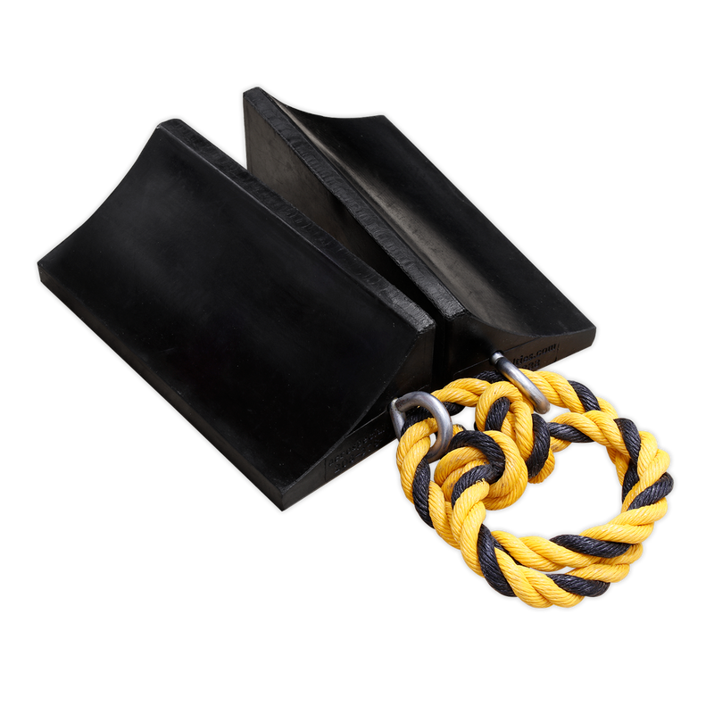 Sealey Heavy-Duty Rubber Wheel Chocks WC16 - 200x94x65mm