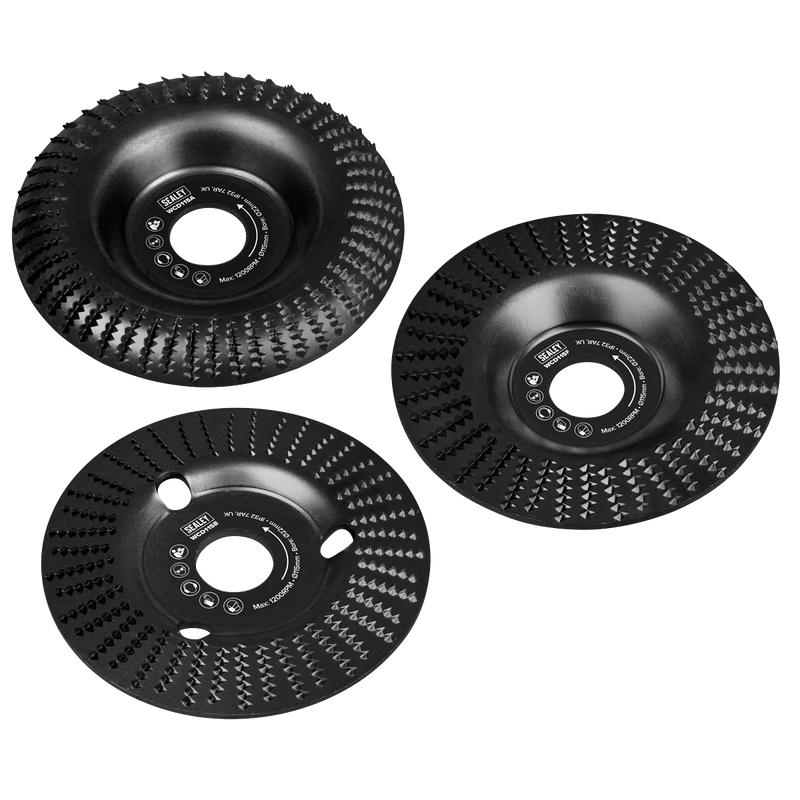 Sealey Wood Carving Disc 115mm Ø22mm Bore - Pack of 3
