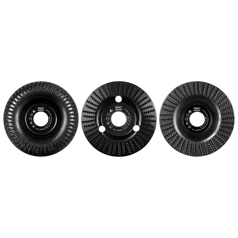Sealey Wood Carving Disc 115mm Ø22mm Bore - Pack of 3