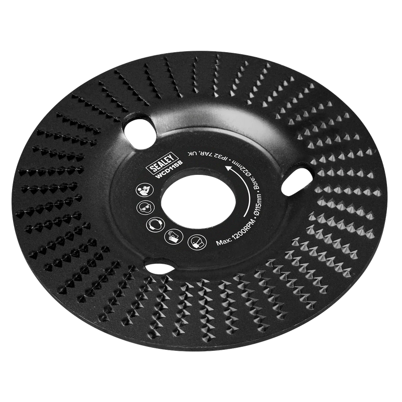 Sealey Wood Carving Disc 115mm Bevel Shape Ø22mm Bore