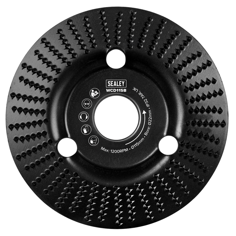 Sealey Wood Carving Disc 115mm Bevel Shape Ø22mm Bore