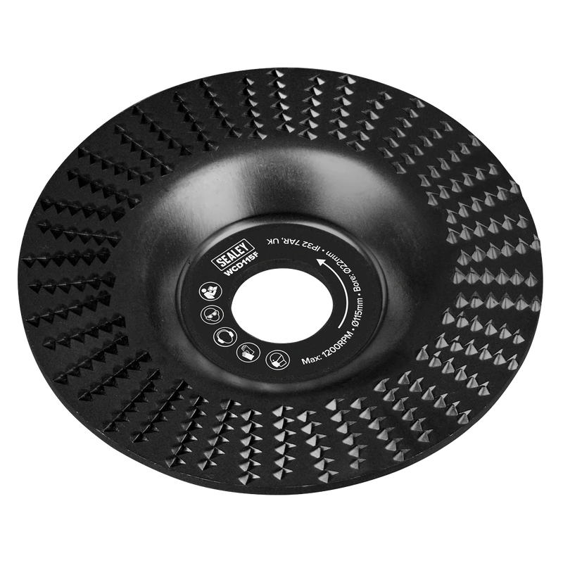 Sealey Wood Carving Disc Ø115mm Bore Ø22mm WCD115F