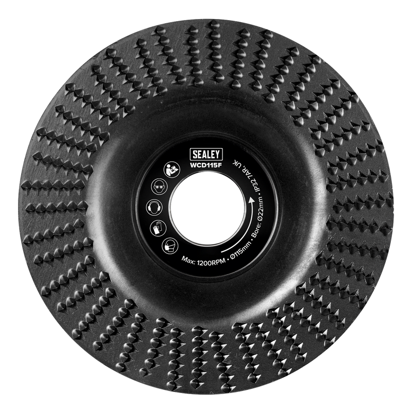 Sealey Wood Carving Disc Ø115mm Bore Ø22mm WCD115F