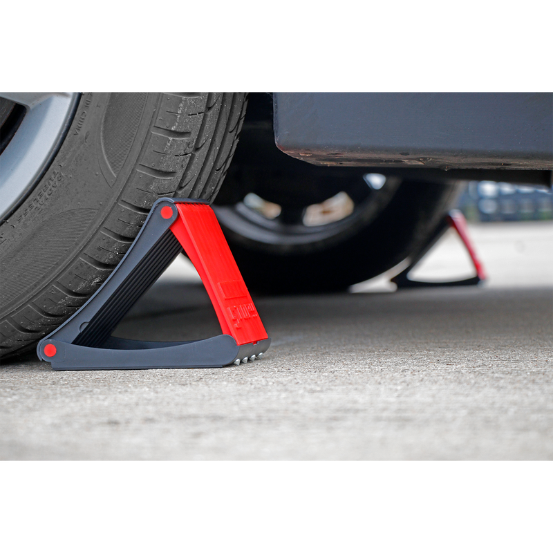Sealey Folding Wheel Chocks WCF01 - Compact for Cars up to 2 Tonne