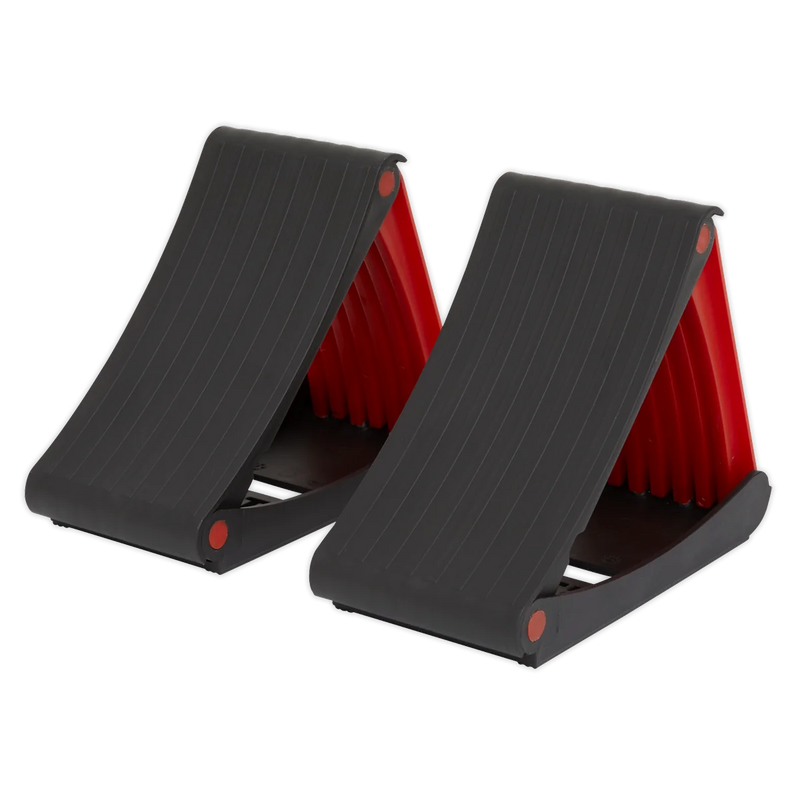 Sealey Folding Wheel Chocks WCF01 - Compact for Cars up to 2 Tonne