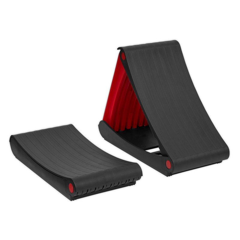 Sealey Folding Wheel Chocks WCF01 - Compact for Cars up to 2 Tonne