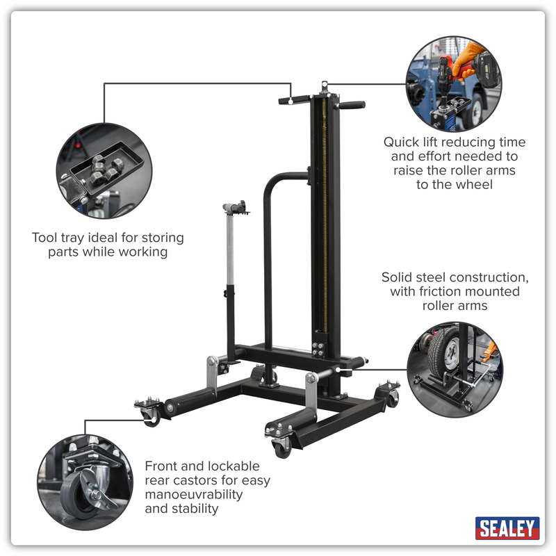 Sealey Viking Wheel Removal Trolley WD50QLS 50kg Capacity