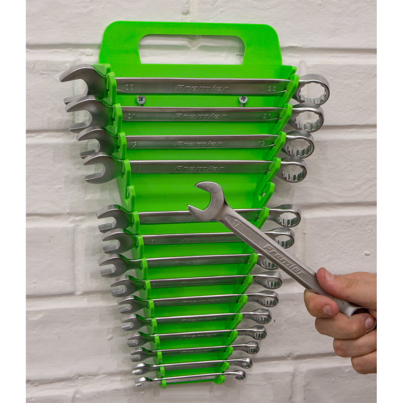 Sealey Premier Spanner Rack 15 Capacity Hi-Vis Green WR08HV