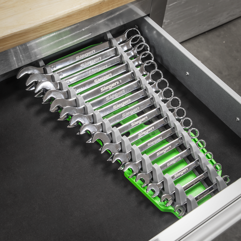 Sealey Premier Reversible Spanner Rack 16 Piece - Hi-Vis Green